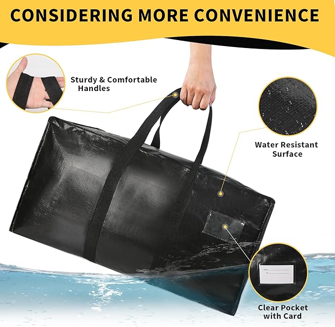 Heavy Duty Extra Large Moving Bags,96 Gallon Jumbo Packing Bags,Huge Moving Storage Bags with Strong Zippers & Carrying Handles,Reusable Big Moving Storage Bags for College Dorm Travel 1Pack