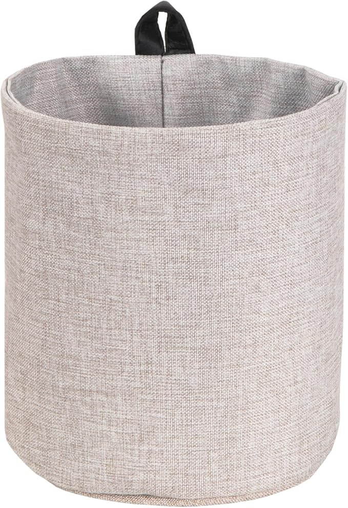 Bigso Box of Sweden Soft Hang Around Hanging Storage Basket Small | for Organizing Everyday Necessities | Collapsible Wall Hanging Storage Basket for Closets | 6.7" x 6.7" | Small | Beige