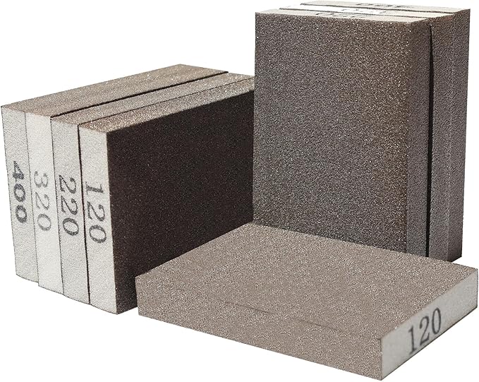 8 Pack Hand Sanding Sponge Set -120 220 320 400 Grit- Coarse Medium Fine Grit Sanding Block, Sander Sponges for Wood-Working Drywall Metal, Washable and Reusable Sponge for Rust Removal Polishing