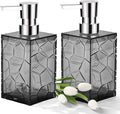 2 Pack Clear Grey Rust Proof Soap Dispenser, Acrylic Plastic Hand Soap Lotion Dispenser Set for Bathroom&Kitchen