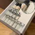Gosmol Spice Drawer Organizer insert, Adjustable & Non-Slip Silicone Spice Drawer Liner, in Drawer Spice Organizer for Seasoning Jars and Spices Bottles Spice Rack -Pearl