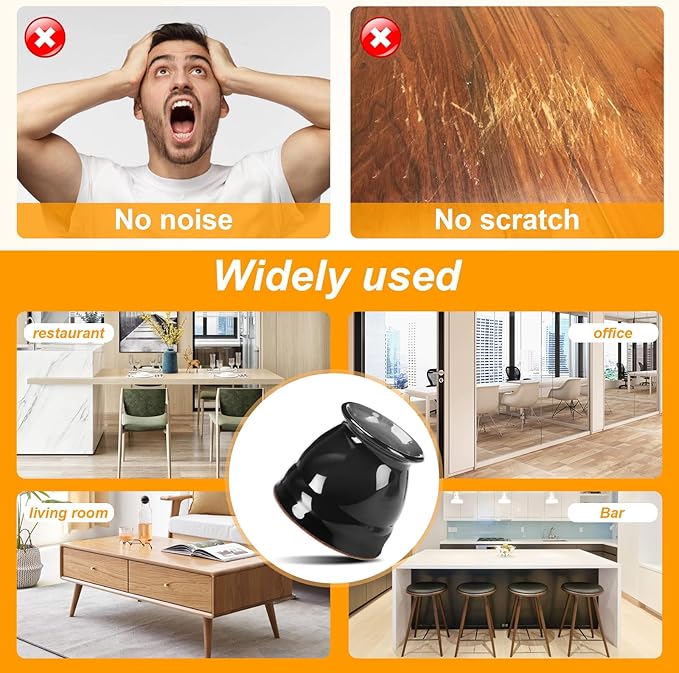 CHUNZEXI 32 Pack Chair Leg Floor Protectors for Hardwood Floors, Silicone Felt Covers Pads Caps, Protect Wood Furniture Feet Floors Noise Reduce and Scratch (Universal Small & Black)