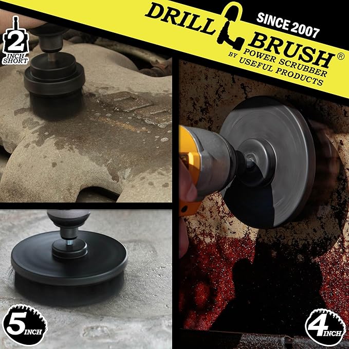 Ultra Stiff Drill Powered Cleaning Brush Set - Heavy Duty Industrial Stripping - Cordless Drill Power Scrubber Grill Brush for Household Cleaning Supplies - Rust Remover - No Wires - BBQ Grill Brush