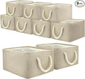 9 Pack Storage Basket Bins & Decorative Baskets Fabric Storage Cubes Containers Bulk W/Handles for Office, Home, Books, Clothes, Bedroom, Closet (Beige)