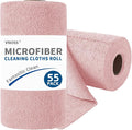 55 Pack Microfiber Cleaning Cloth Roll, Tear Away Reusable Towels, 11" X 9", Ultra Absorbent & Lint Free Cloth for Cars, Kitchen, Window, Home and Shop, Pink