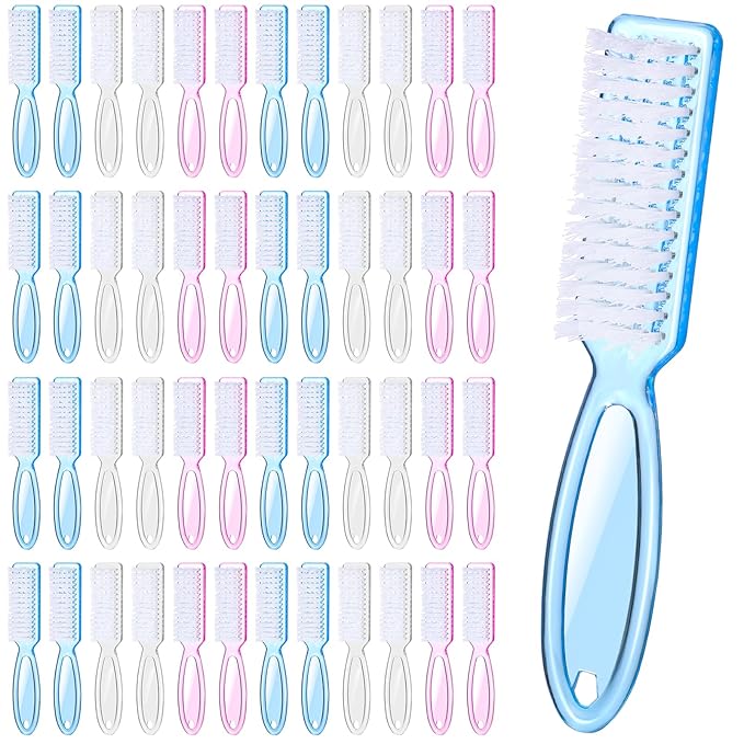 60 PCS Nail Scrubber Brush Set, Handle Grip Nail Brush Bulk Fingernail Scrubber, Pedicure Cleaning Brushes for Toes and Fingernails Cleaning, 3 Colors