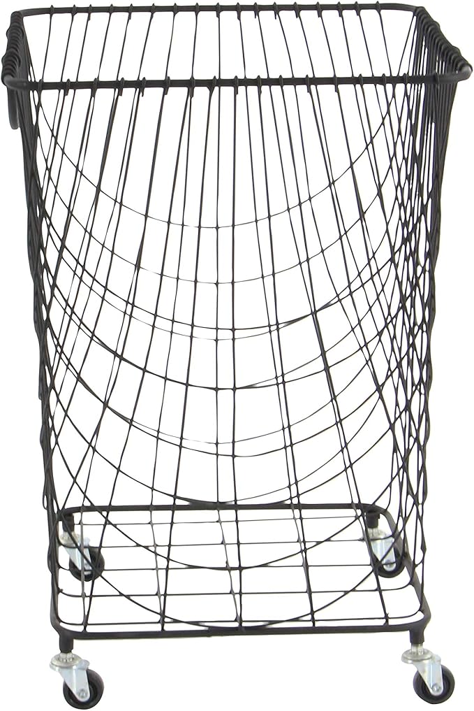 Deco 79 CosmoLiving by Cosmopolitan Metal Square Storage Cart with Wheels and Handles, 16" x 16" x 24", Black