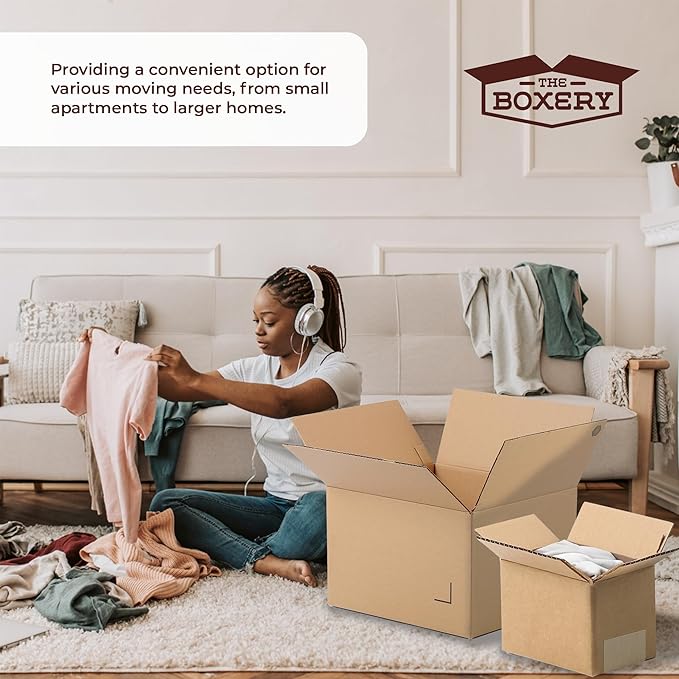 The Boxery Moving Boxes 10-Pack Medium | 18x14x12 inch Brown/Kraft Corrugated Cardboard Packing, Moving & Storage for Business/Home – Durable - Eco-Friendly, Recyclable - Made in the USA