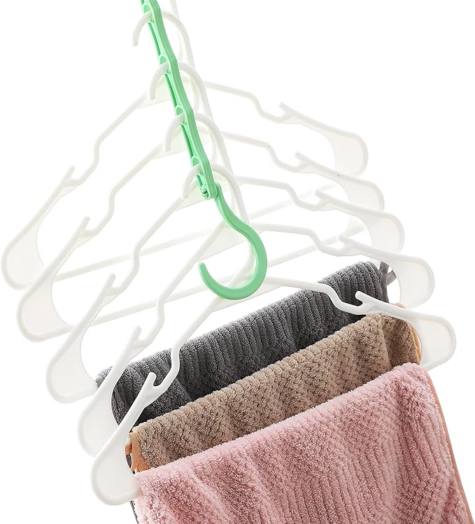 Mr. Pen- Space Saving Hangers for Clothes, 8 pcs, Playful Pop Colors, Plastic Multi Clothes Hangers Space Saving, 5 Slots, 360° Rotating Hooks