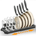 Adjustable Pot Lid Organizer Rack, 9 Compartments Cabinet Storage Holder for Pots, Pans, Lids, Cutting Boards, Bakeware