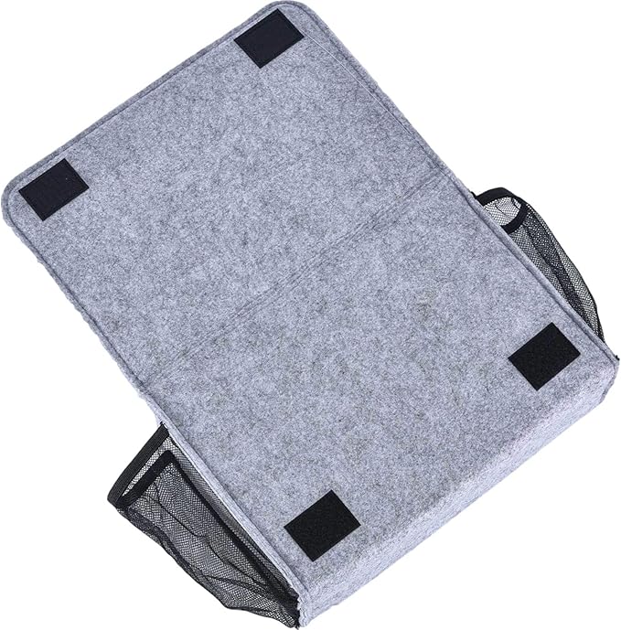 Zafit Bedside Caddy, Large Size Storage Organizer with 8 Pockets - Perfect for Magazine, Remotes, Phone (13.4'' x 18.1'', Light Grey)