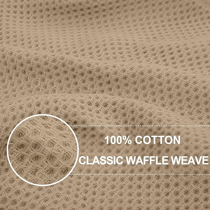Homaxy 100% Cotton Waffle Weave Kitchen Dish Towels, Ultra Soft Absorbent Quick Drying Cleaning Towel, 20x28 Inches, 4-Pack, Tan