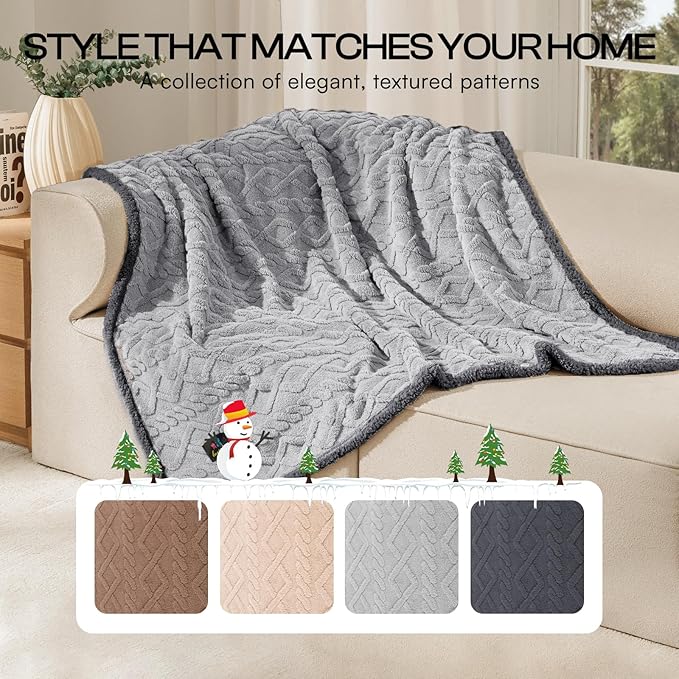 Luciphia Waterproof Pet Blanket, Liquid Pee Proof Dog Blanket for Sofa Bed Couch, Reversible Sherpa Fleece Furniture Protector Cover for Small Medium Large Dogs Cats, Light Grey King Size（90" x 82"）