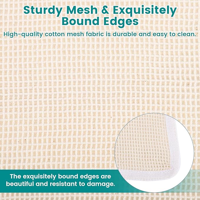 4Pcs Durable Cotton Mesh Laundry Bags for Delicates, 16×20inch Large Breathable Laundry Mesh Wash Bags with Sturdy Zipper for Delicates, Clothes, Pants, Underwear, Bra, Socks (L)
