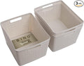 BINO Woven Plastic Basket | Large (Natural), 3-Pack | THE JUTE COLLECTION | Home Organization, Space-Saving Storage, Stylish Design | Plastic Storage Basket