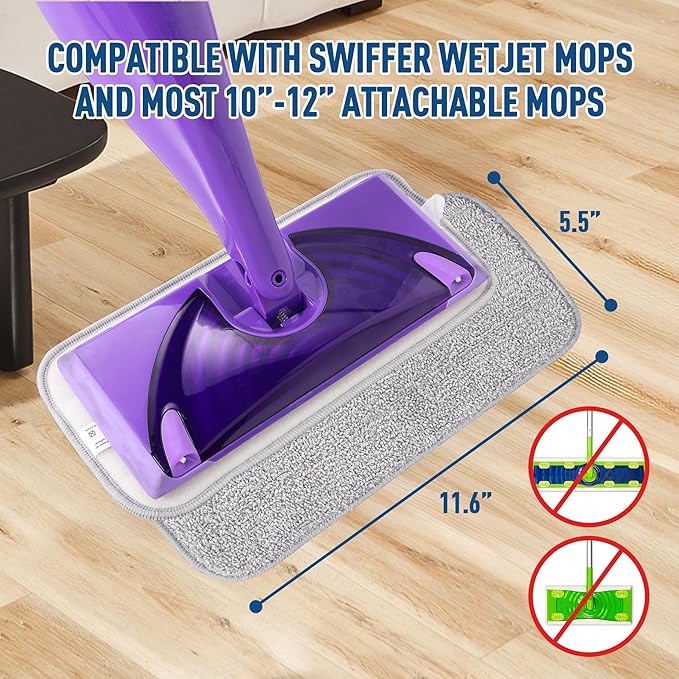 Microfiber Mop Pads Compatible with WetJet, Reusable Wet and Dry Replacement Pads Swiffer Wet Pads for All Floor Types Cleaning (8 Pack)