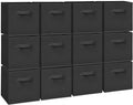 Easi 11 inch Cube Storage Bins, 12 Storage Cube Organizer, Collapsible Fabric storage cubes with Handles, Closet Storage Basket For Organization, Shelf Basket For Shelves Clothes Books, Black