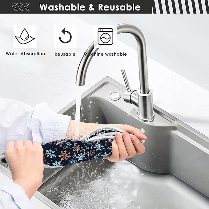 2 Pack Faucet Splash Catcher Orange Snowflake Sink Mat for Faucet Absorbent Kitchen Splash Guard Drip Catcher for Farmhouse Barthroom Bar, S