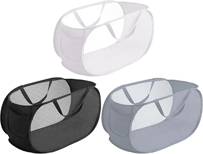 NarangOrnt 3 Pcs popup laundry hamper Sturdy Large Capacity collapsible laundry basket,Laundry Room,Toy storage,Versatile Use-Home,Camping,Dorm,Hotel,Travel