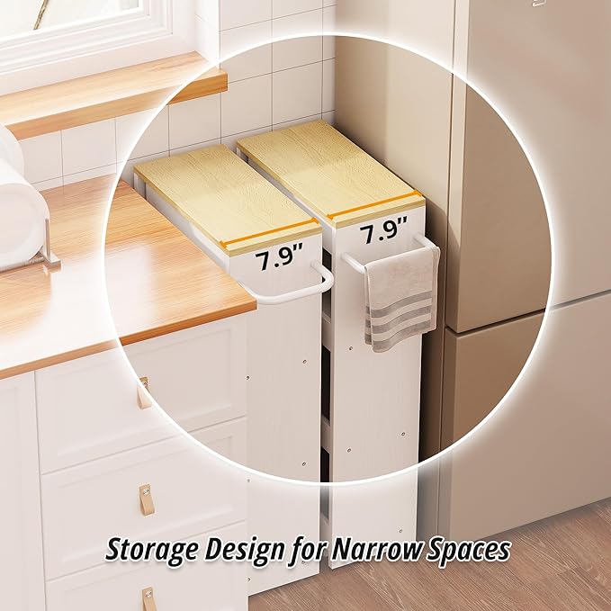 IRONCK Slim Storage Rolling Cart with Drawer and Wheels and Handle, 4 Tier Slide Out Utility Kitchen Cart for Small Spaces Kitchen Laundry Narrow Places, White