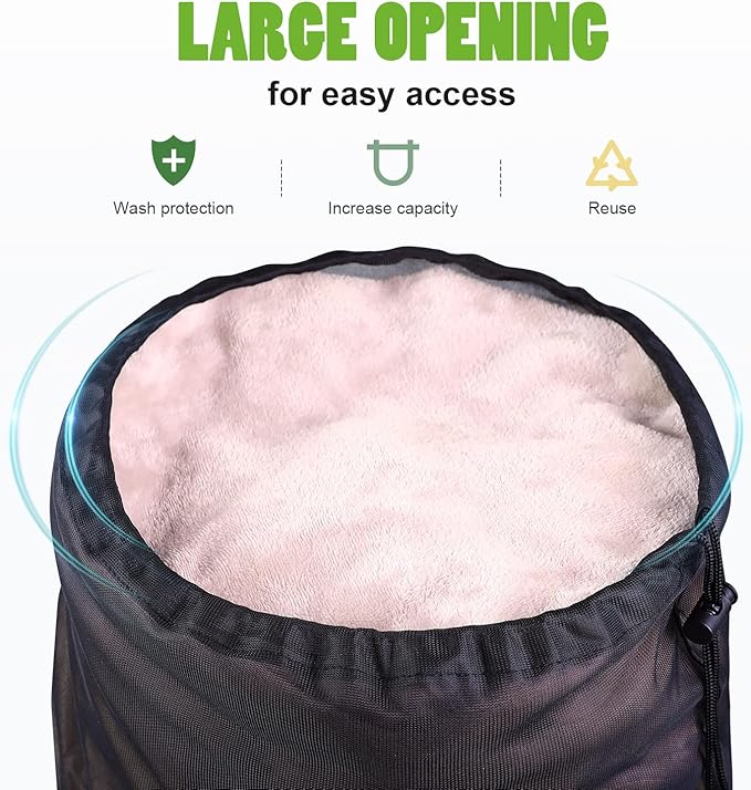 OTraki 20x24 inch Mesh Laundry Bags 2 Pack Fine Mesh Heavy Duty Drawstring Bag Washable Medium Toy Sack Washing Bag for Home Dorm Hotel Camp Beach Travel Storage Don't Drying, Melting 140-176℉ Black