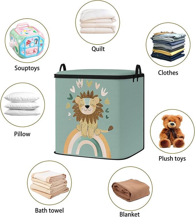 Large Comforter Storage Bag with Zipper,Closet Organizer for Clothes/Blankets/Quilts/Pillows,Fabric Moving Bags with Portable Handles 95L(2-Pack)