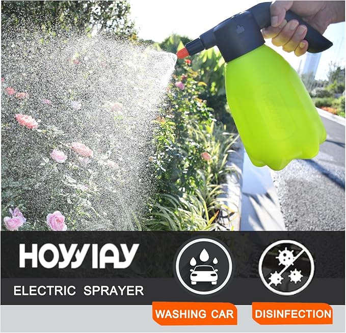 ES2 Electric Spray Bottle 0.5 Gallon,Plant Mister,Garden Sprayer,Spray Bottle with Adjustable Nozzles,Rechargeable Battery Powered Sprayer,Small Sprayer,Pump Sprayer,Automatic Watering Can for Garden