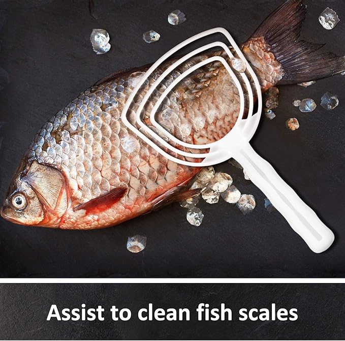 Mudder 4 Pieces Bone Dust Scraper Fish Scale Remover Butcher Plastic White Fish Descaler Meat Scraper Cleaning Tools for Kitchen Restaurant Catering Table