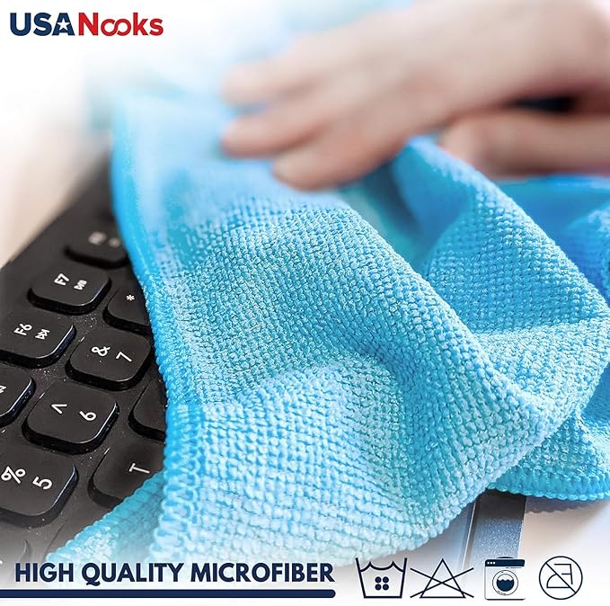 USANOOKS Microfiber Cleaning Cloth - Turq - 100Pcs (12.5x12.5 inch) High Performance - 1200 Washes, Ultra Absorbent Car Towel Traps Grime & Liquid for Streak-Free Mirror Shine - car Washing Cloth