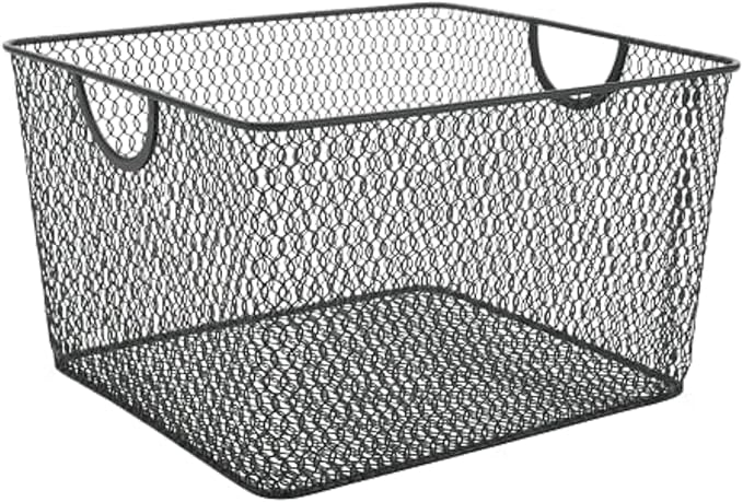 YBM Home Wire Mesh Kitchen Storage Basket Organizer for Organizing Household Pantry and Kitchen Cabinets - Multipurpose Wire Storage Baskets for Home, Dorm Room, Garage, Black