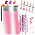 Artdone Nail Art Brushes With Nail Stands Nail Art Tool Set, Dotting Tools, Dust Brush,Striping Brushes for Long Lines, Drawing Pen For Gel Polish Design supply