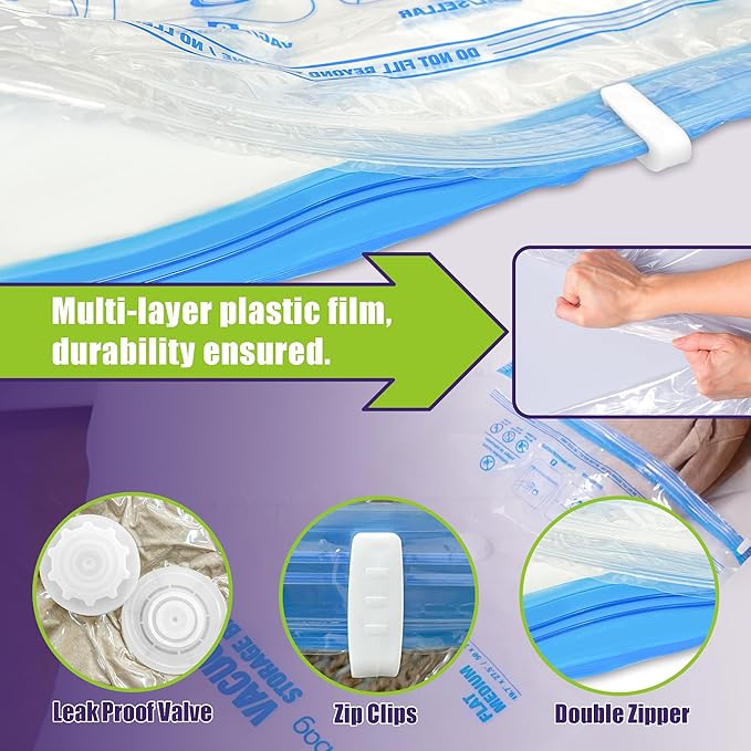 Vacuum Storage Bags with Electric Pump, Vacuum Seal Bags for Clothing, Pillows, Blanket Bedding Comforters, 20 pack