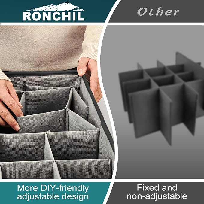 Shoe Organizer for Closet, Foldable Shoe Storage Bins with Clear Cover, Space Saving Shoes Holder with 4 Handles, Large Adjustable Shoe Box Storage Containers, Fits 12-24 Pairs, 2 Pack, Black