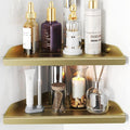 Ecowillon Corner Shower Shelves, 2-Tier Triangle Gold Shower Candy, 304 Stainless Steel Corner Shelf Will not Rust, Wall Mounted Caddy Shelves No Drilling with Adhesive,Storage Shelf for Toilet