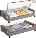 Yecaye Under Bed Storage with Wheels, 2 Pack Under the Bed Storage Containers with Lids & Label, XXL 60L Rolling Underbed Storage Drawers for Clothes, Blankets, Shoes
