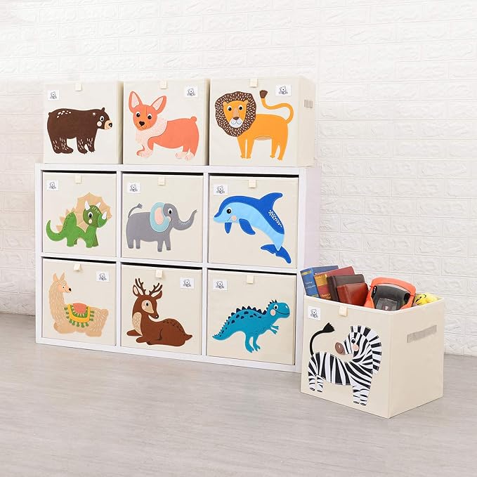 CLCROBD Foldable Animal Cube Storage Bins Fabric Toy Box/Chest/Organizer for Toddler/Kids Nursery, Playroom, 13 inch (Bear)