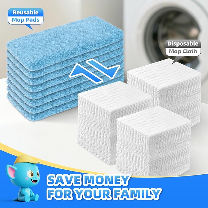 8 Pack Reusable Mop Pads Compatible with Swiffer Sweeper Mop, Dry and Wet Pads Refill, Microfiber Pads, Washable Sweeping Cloths for Surface/Hardwood Floor Cleaning (Blue)