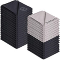 SmoTecQ 32 Pack Microfiber Cleaning Cloths for Glasses (Individually Wrapped) - Premium Optical Lens Cleaner for Screens, iPhone, iPad, Camera & Eyeglasses - Washable & Lint Free (Black & Grey)