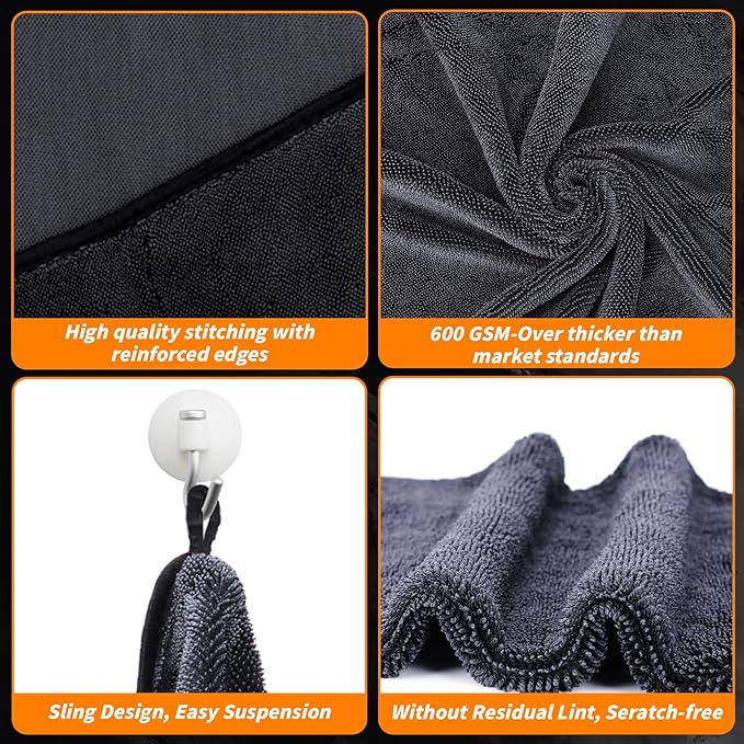 8 PCS Microfiber Towels for Cars 36x24 Inch Microfiber Cleaning Cloths Bulk Soft Car Detailng Towel Cloths 600 GSM Detailing Buffing Quick Drying Towel Polishing Waxing Auto Detailing Towel Cloth