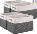 4 Pack Storage Baskets for Organizing, Woven Baskets for Shelves - Perfect for Toys, Books, Towels, and Clothes, Durable Gift Basket Bins Toy Storage, 12.7''Lx9''Wx7.8''H, Black & White