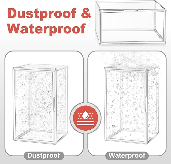23.6 inch Tall Acrylic Display Case 13.8'' x 12.2'' x 23.6'' Stackable Boot & Shoe Boxes Clear Giant Acrylic Display Box for Collectibles Figures Doll Dustproof Sneakers Helmet Storage Box