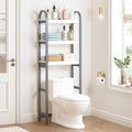 Spirich Over The Toilet Storage Shelf, 3-Tier Over Toilet Bathroom Organizer, Space-Saving Above Toilet Storage Shelf Rack with Bamboo Frame, Gray