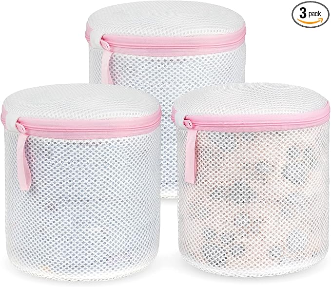 Ainiv Mesh Laundry Bags, 3PCS Bra Laundry Bags with Zips, Bra Wash Bags Mesh Wash Bags, Reuse Washing Machine Bag for Delicates, Blouse, Hosiery, Underwear, Lingerie, Baby Clothes