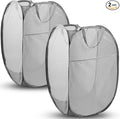 Pop Up Hamper, 2 PCS Mesh Pop Up Laundry Hamper, Foldable Mesh Laundry Basket with Space Saving Design for Home, Dorm, Travel and Storage, Gray
