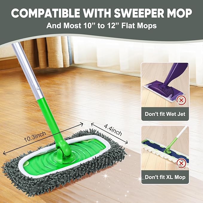6-Pack Reusable Microfiber Mop Pads Compatible with Swiffer Sweeper, Dry & Wet Sweeping Cloths - Washable Wet Pads Refill for Multi-Surface/Hardwood Floor Cleaning -Grey