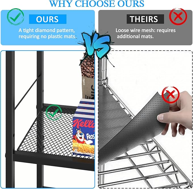 5 Tier Metal Shelving Unit, Storage Shelving with Adjustable Shelves, Extra Wide Metal Storage Rack with Wheels for Kitchen, Garage, Pantry & Closet Organizer, 32.7" L x11.8 D x 51.5" H