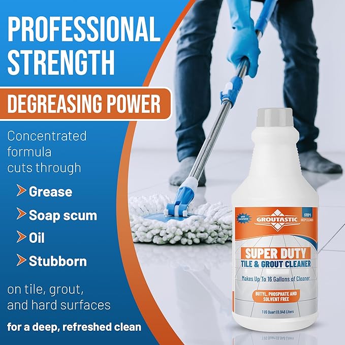 Super Duty Degreaser – Heavy Duty Tile & Grout Cleaner for Kitchens, Bathrooms & Floors – Removes Grease & Deep Stains – Concentrated