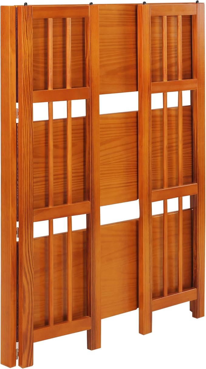 Casual Home 3-Shelf Folding Stackable Bookcase (27.5" Wide)-Honey Oak