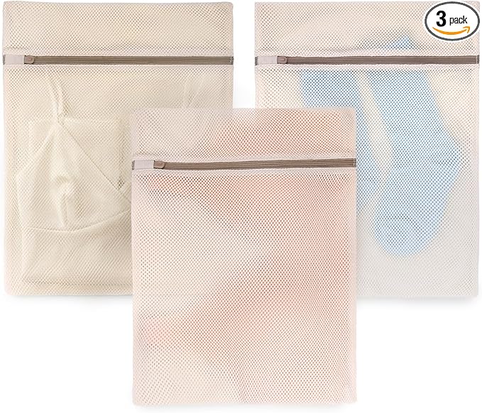 Muchfun 3Pcs Soft Cotton Mesh Laundry Bags for Delicates 12 x 16 Inches (3 Medium)
