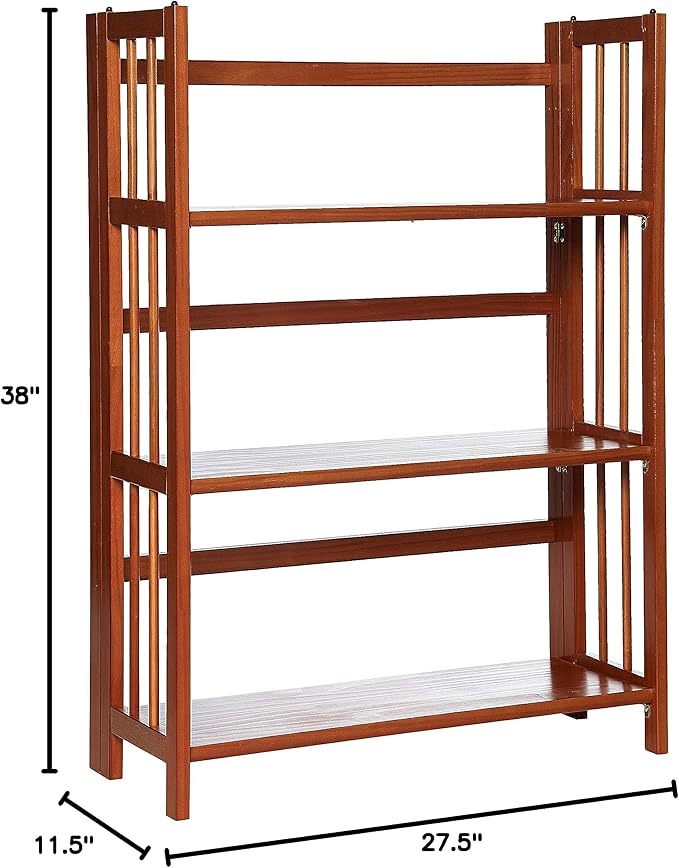 Casual Home 3-Shelf Folding Stackable Bookcase (27.5" Wide)-Mahagony